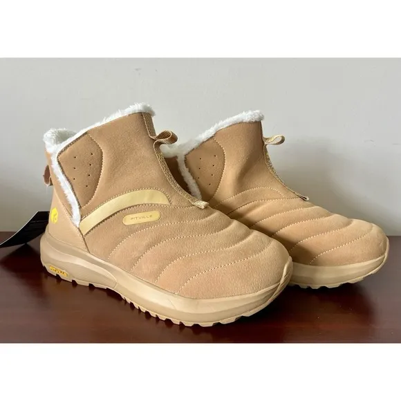 Fitville Women's Winter Boots Sz 10W Tan Suede Arch Heal Support Faux Fur Lined