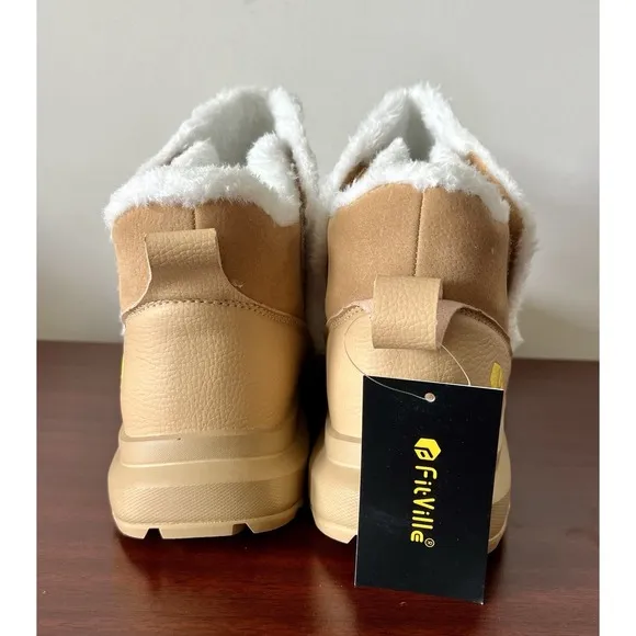 Fitville Women's Winter Boots Sz 10W Tan Suede Arch Heal Support Faux Fur Lined