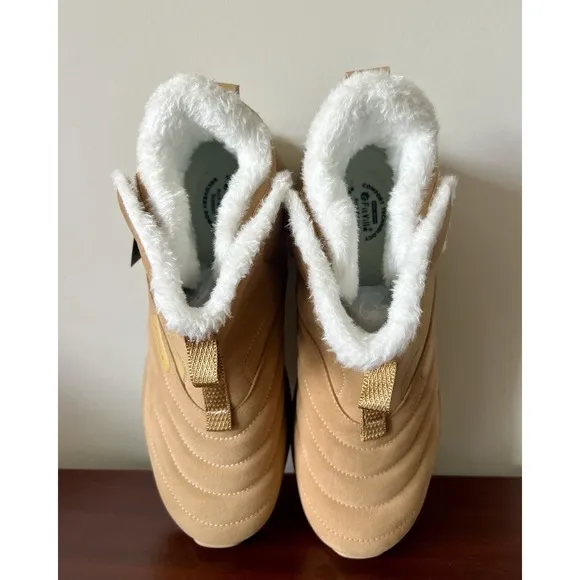 Fitville Women's Winter Boots Sz 10W Tan Suede Arch Heal Support Faux Fur Lined