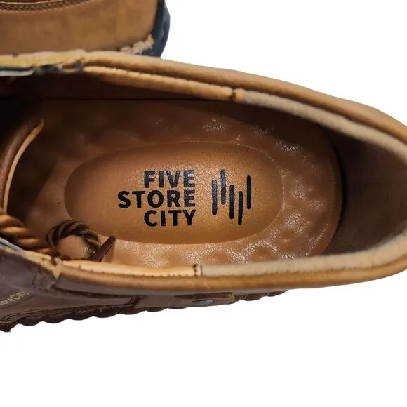 FiveStoreCity Mens 10.5 Sneakers Loafers Handmade Leather Brown Multifunctional
