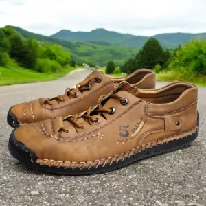 FiveStoreCity Mens 10.5 Sneakers Loafers Handmade Leather Brown Multifunctional