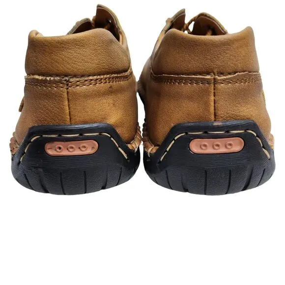 FiveStoreCity Mens 10.5 Sneakers Loafers Handmade Leather Brown Multifunctional