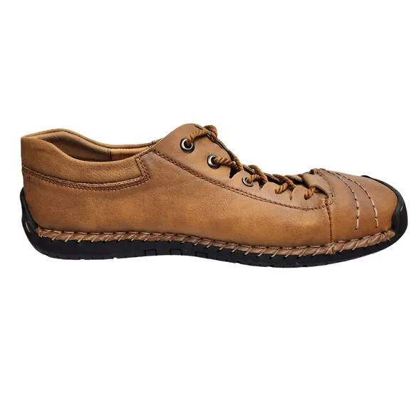 FiveStoreCity Mens 10.5 Sneakers Loafers Handmade Leather Brown Multifunctional