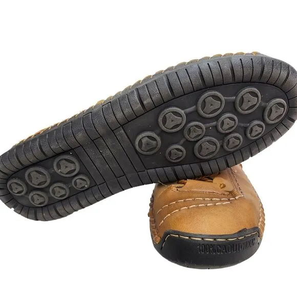FiveStoreCity Mens 10.5 Sneakers Loafers Handmade Leather Brown Multifunctional