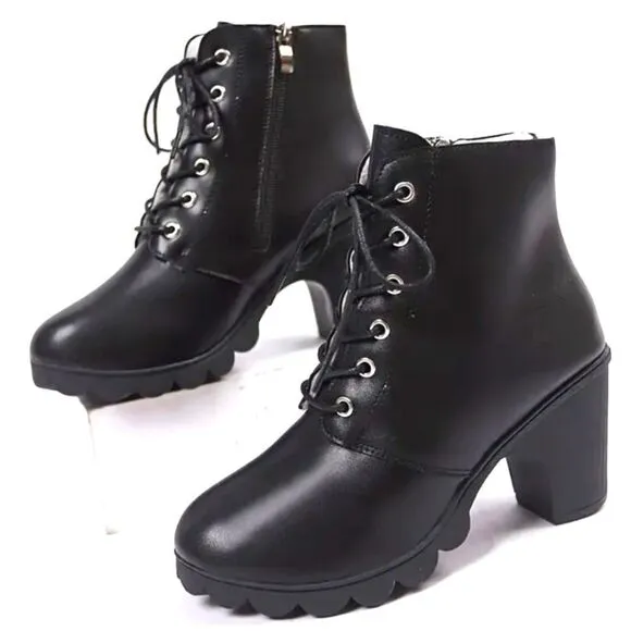 Fleeced lined platform boots, sz 8