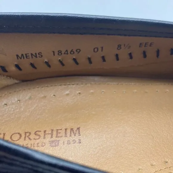 Florsheim 18469 Alligator Print Black Leather Men’s Loafers Size 8 1/2 EEE