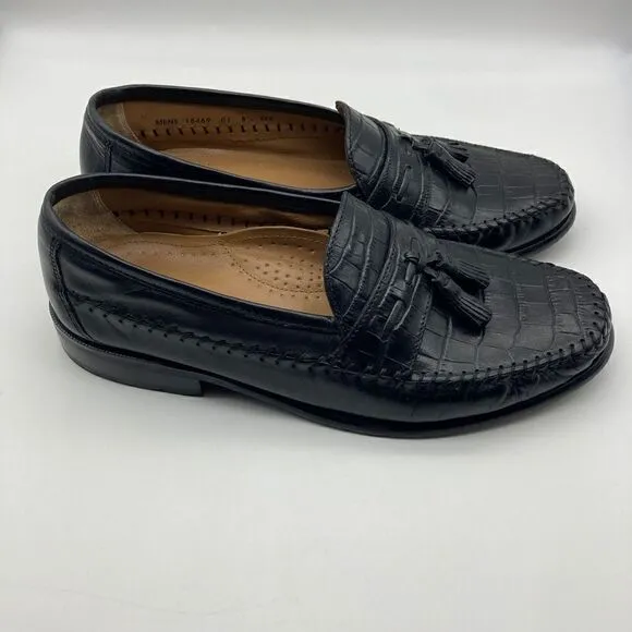 Florsheim 18469 Alligator Print Black Leather Men’s Loafers Size 8 1/2 EEE