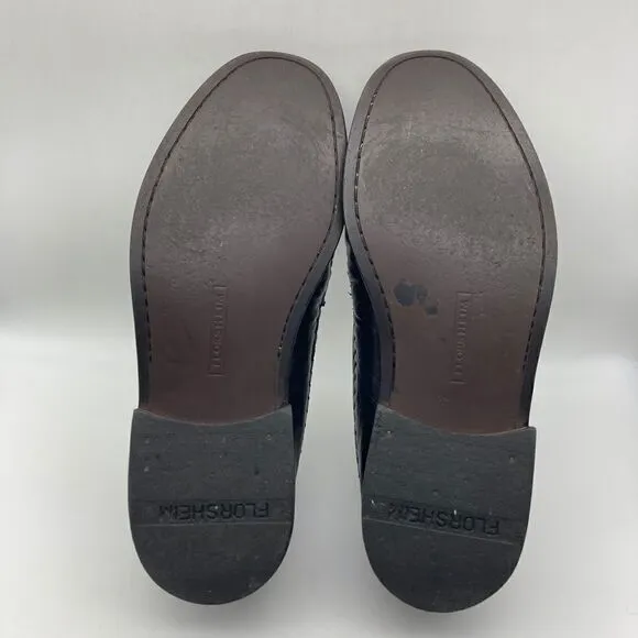 Florsheim 18469 Alligator Print Black Leather Men’s Loafers Size 8 1/2 EEE