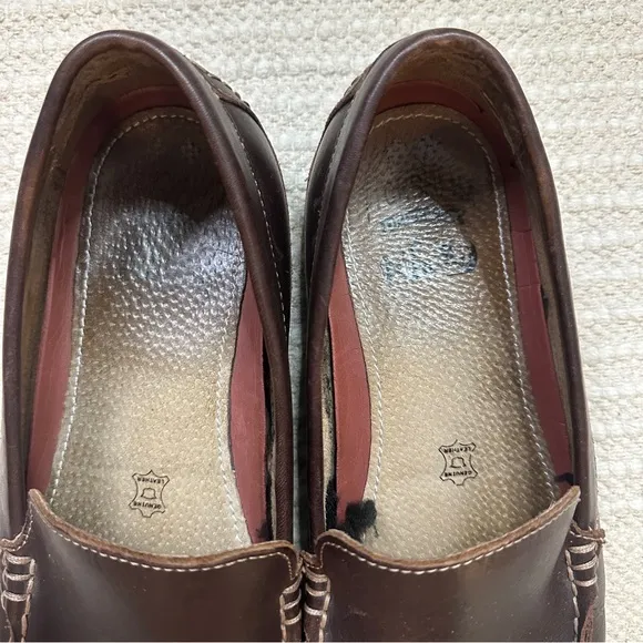 FLORSHEIM men’s dark brown leather slip on driving loafers 12