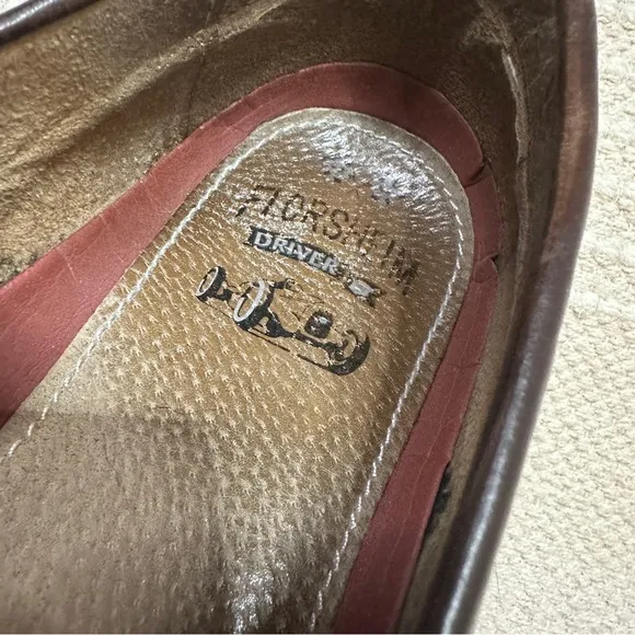 FLORSHEIM men’s dark brown leather slip on driving loafers 12