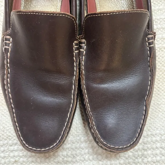 FLORSHEIM men’s dark brown leather slip on driving loafers 12