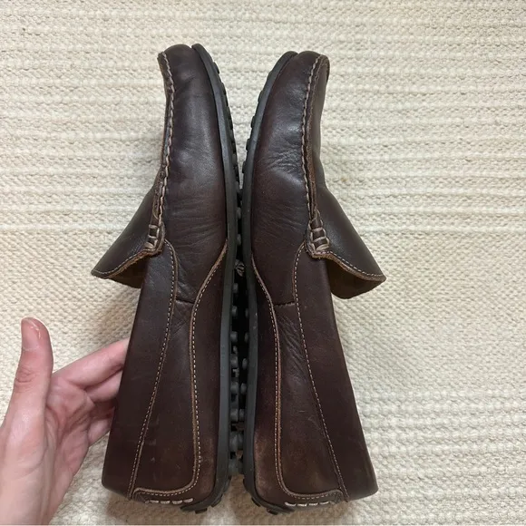 FLORSHEIM men’s dark brown leather slip on driving loafers 12