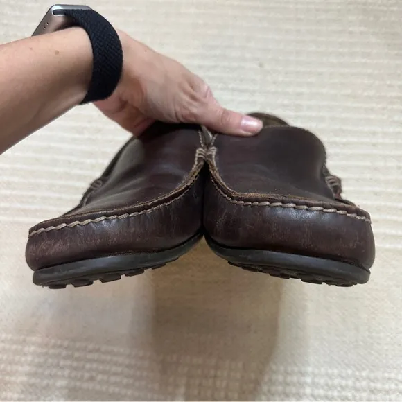 FLORSHEIM men’s dark brown leather slip on driving loafers 12