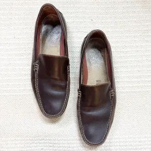 FLORSHEIM men’s dark brown leather slip on driving loafers 12