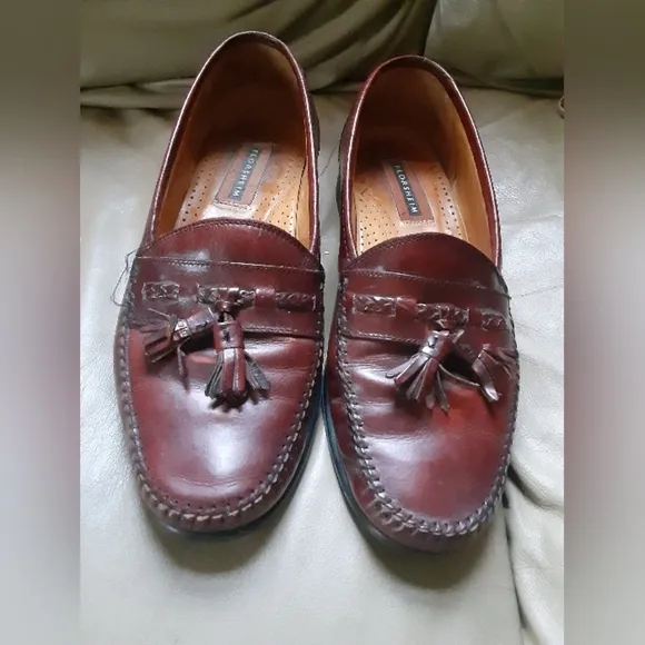 Florshem Men's Leather Burgundy Brown Loafers Made In Italy Size 10.5 D
