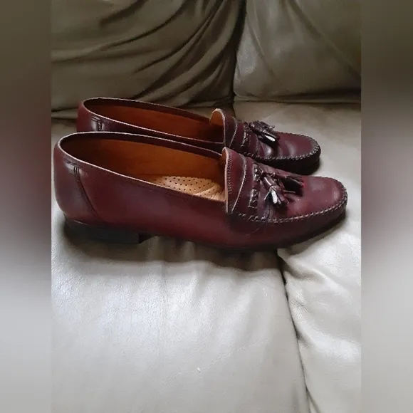 Florshem Men's Leather Burgundy Brown Loafers Made In Italy Size 10.5 D