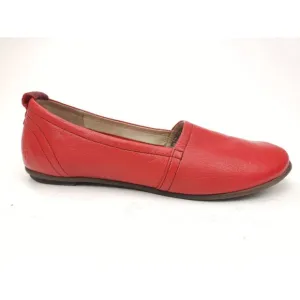 Fly London Red Leather Ballet Flat Loafers Sz 38 EU 7.5-8 US
