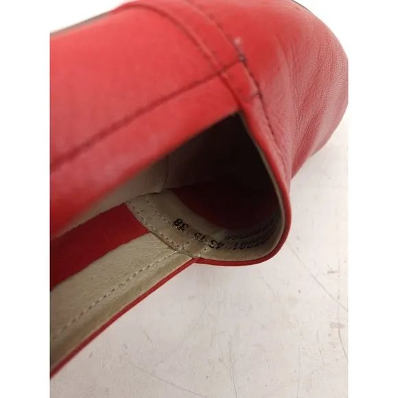 Fly London Red Leather Ballet Flat Loafers Sz 38 EU 7.5-8 US