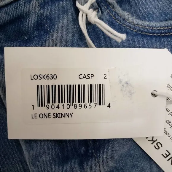 FRAME Le One Skinny Cropped Jeans Mid Rise Organic Cotton Stretch Blue 2