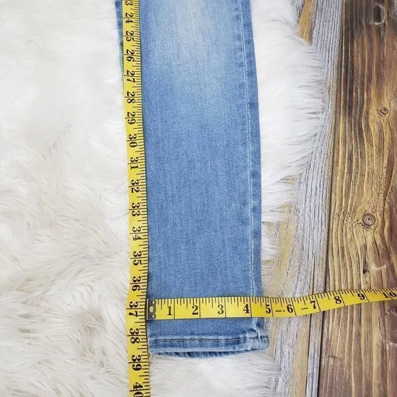 FRAME Le One Skinny Cropped Jeans Mid Rise Organic Cotton Stretch Blue 2