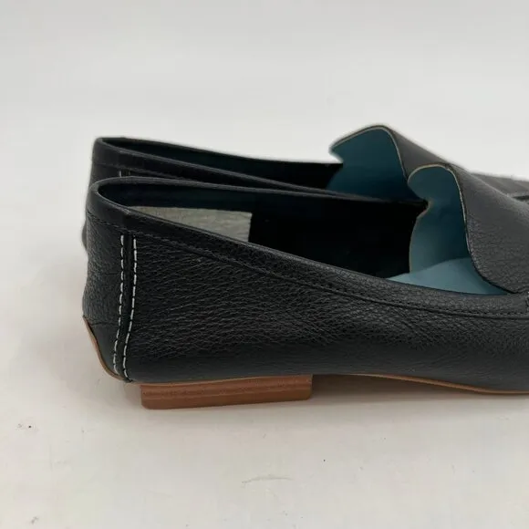 Frances Valentine Black Leather Square Toe Loafers | Size 8.5