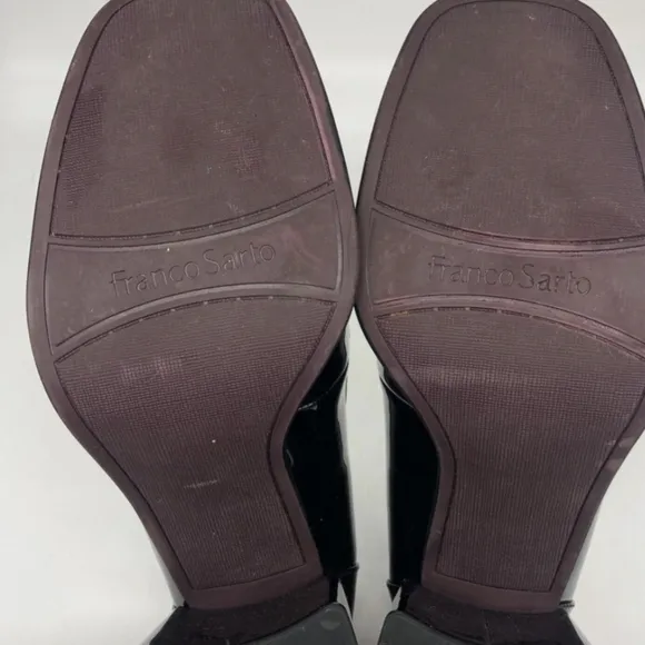 Franco Sarto Black Patent Leather Loafer Heels