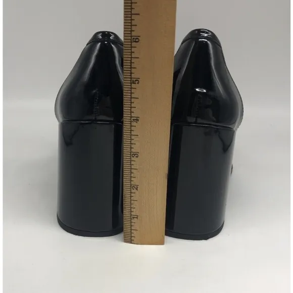 Franco Sarto Black Patent Leather Loafer Heels