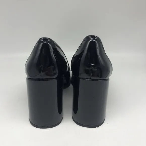 Franco Sarto Black Patent Leather Loafer Heels