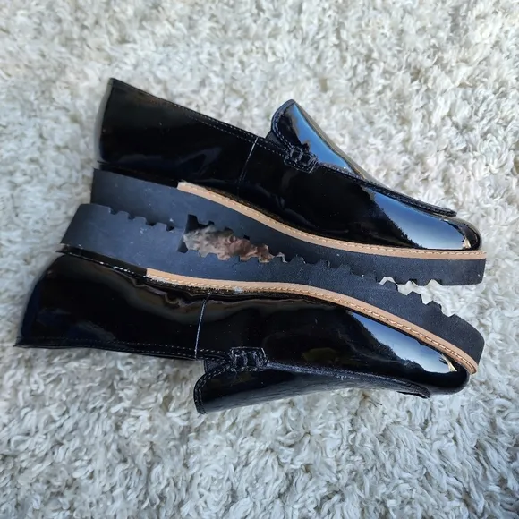 Franco Sarto Chadwick Black Patent Leather Women Loafers Size 8.5M