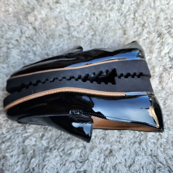 Franco Sarto Chadwick Black Patent Leather Women Loafers Size 8.5M