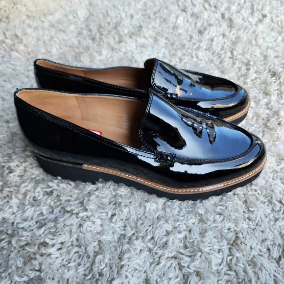 Franco Sarto Chadwick Black Patent Leather Women Loafers Size 8.5M