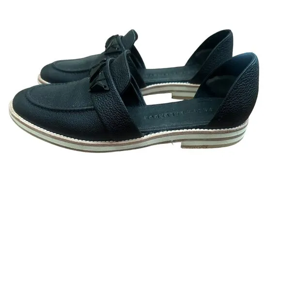 Freda Salvador Women's Leather D'orsay Mule Loafers Black Studded Size 7.5