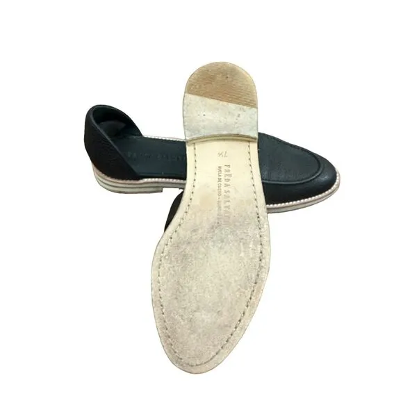 Freda Salvador Women's Leather D'orsay Mule Loafers Black Studded Size 7.5