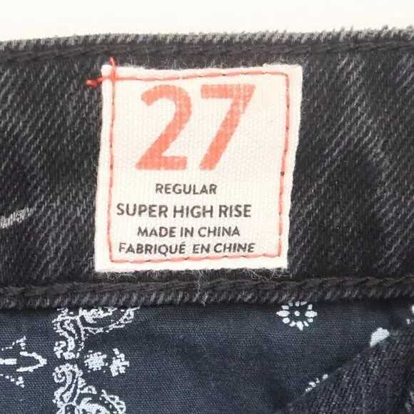 Free People Don't Get Me Wrong Black Denim Button Front A-line Mini Skirt Sz. 27