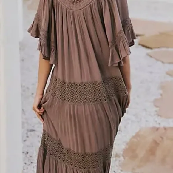 Free People Dream On Maxi Dress Color Petrified Wood NWOT Size S