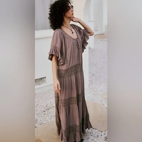 FREE PEOPLE Dream On Maxi Dress - Petrified Wood size XS NWOT