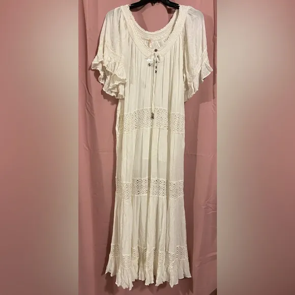 Free People Dream On Maxi Dress White/Cream Size M NWOT