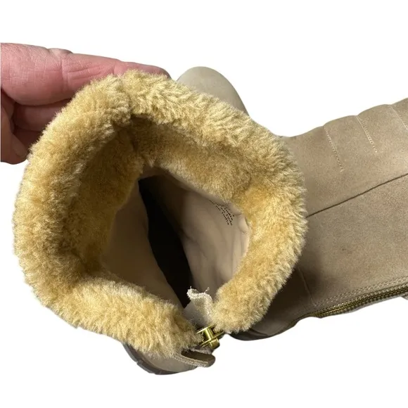 Free People Fable Faux Fur Boots in Sand Suede. NWOB, Size 8.5