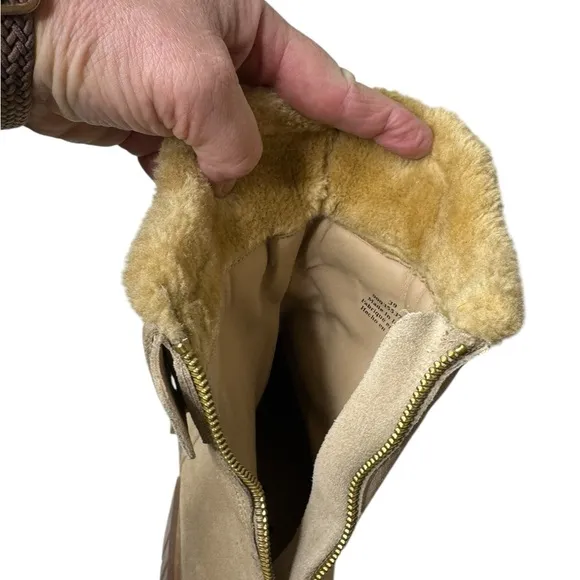 Free People Fable Faux Fur Boots in Sand Suede. NWOB, Size 8.5
