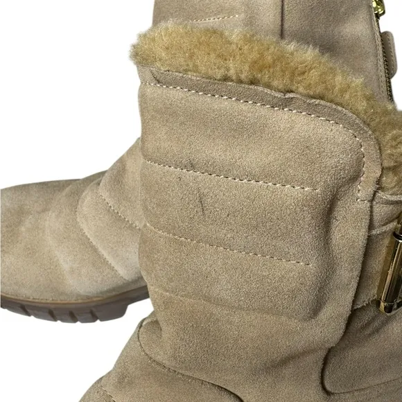 Free People Fable Faux Fur Boots in Sand Suede. NWOB, Size 8.5