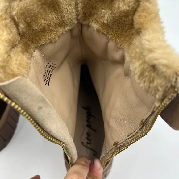 Free People Fable Faux Fur Lined Boots Custom Dark Brown Chunky Lug Sole