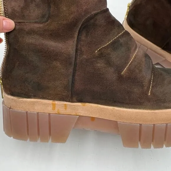 Free People Fable Faux Fur Lined Boots Custom Dark Brown Chunky Lug Sole