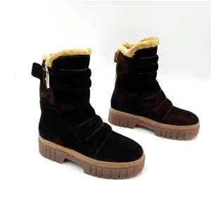 Free People Fable Faux Fur Lined Boots Custom Dark Brown Chunky Lug Sole