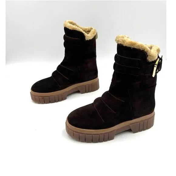Free People Fable Faux Fur Lined Boots Custom Dark Brown Chunky Lug Sole