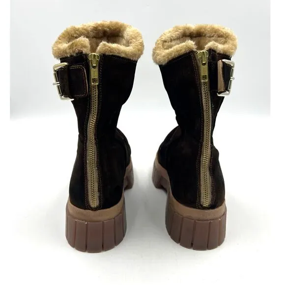 Free People Fable Faux Fur Lined Boots Custom Dark Brown Chunky Lug Sole