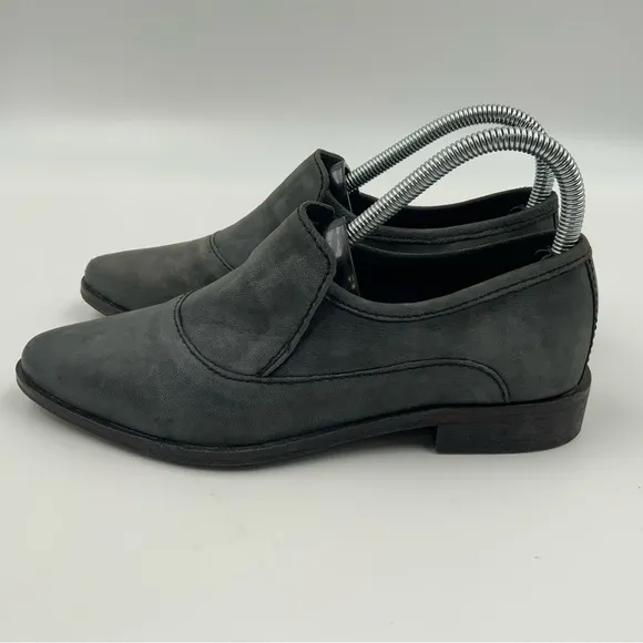 FREE People Gray Brady Leather Western Loafers. Size 37.