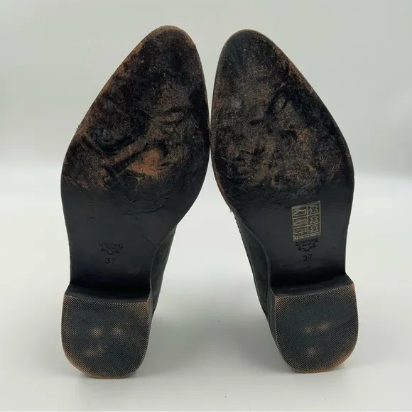 FREE People Gray Brady Leather Western Loafers. Size 37.