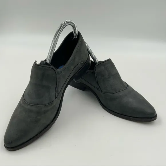 FREE People Gray Brady Leather Western Loafers. Size 37.