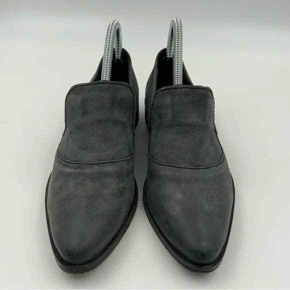 FREE People Gray Brady Leather Western Loafers. Size 37.