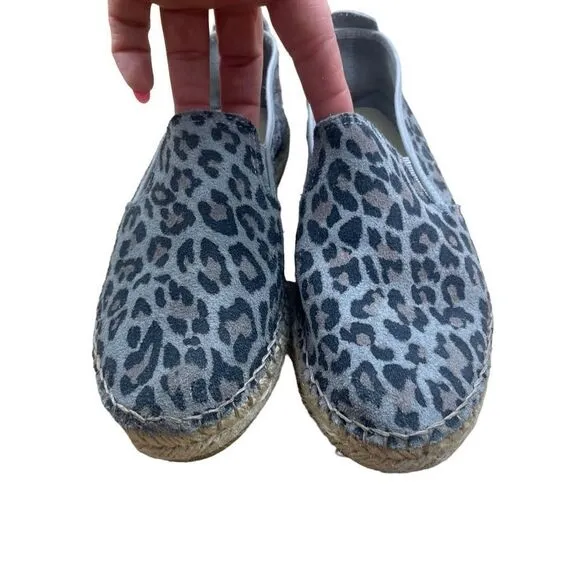 Free People Grey  Suede Leopard Espadrilles Flat Women’s Shoes Size 37